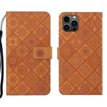 Custodia per cellulare in pelle con motivo goffrato stile etnico, For iPhone 14 Pro Max