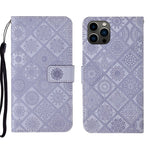 Custodia per cellulare in pelle con motivo goffrato stile etnico, For iPhone 14 Pro Max