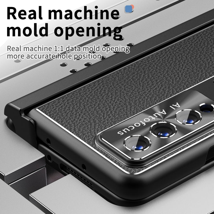 Custodia per telefono antiurto integrata con pellicola a conchiglia magnetica Litchi Pattern, For Samsung Galaxy Z Fold3 5G, For Samsung Galaxy Z Fold4