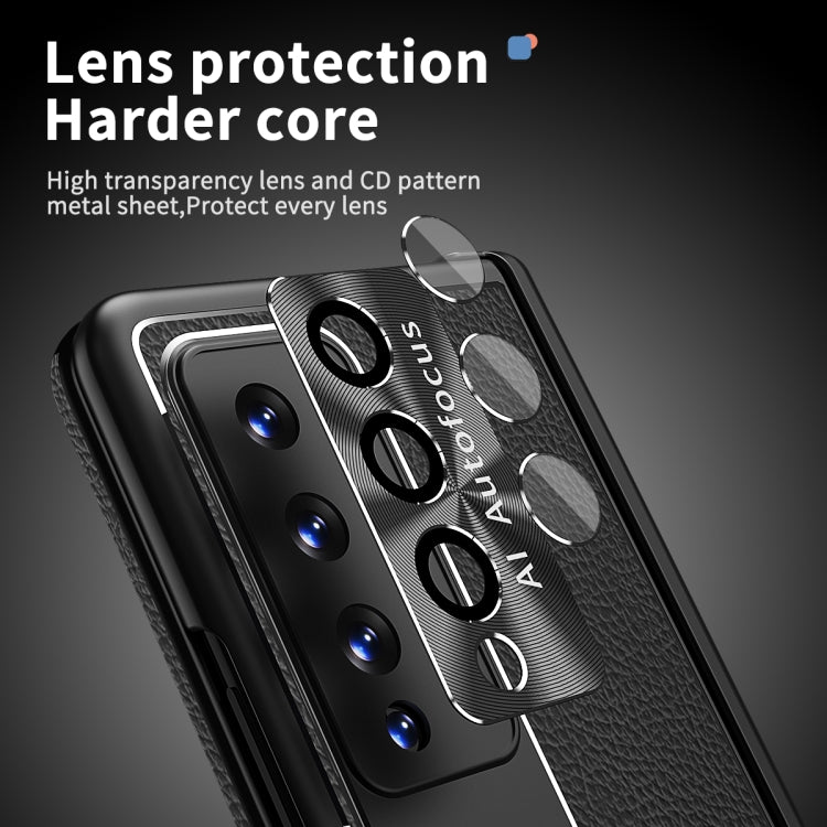 Custodia per telefono antiurto integrata con pellicola a conchiglia magnetica Litchi Pattern, For Samsung Galaxy Z Fold3 5G, For Samsung Galaxy Z Fold4