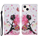 Custodia per cellulare in pelle flip disegno colorato 3D, For iPhone 14