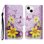 Custodia per cellulare in pelle flip disegno colorato 3D, For iPhone 14 Plus