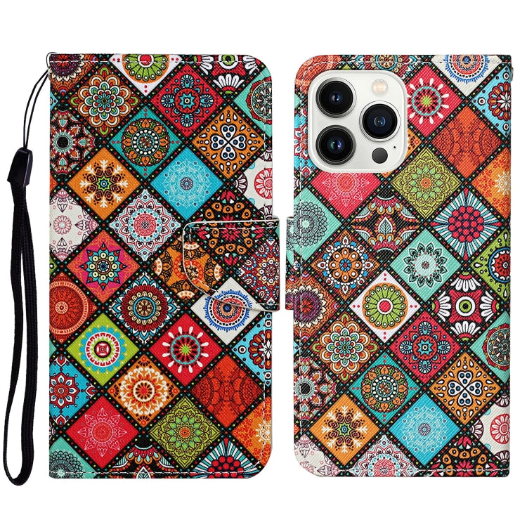 Custodia per cellulare in pelle flip disegno colorato 3D, For iPhone 14 Pro Max