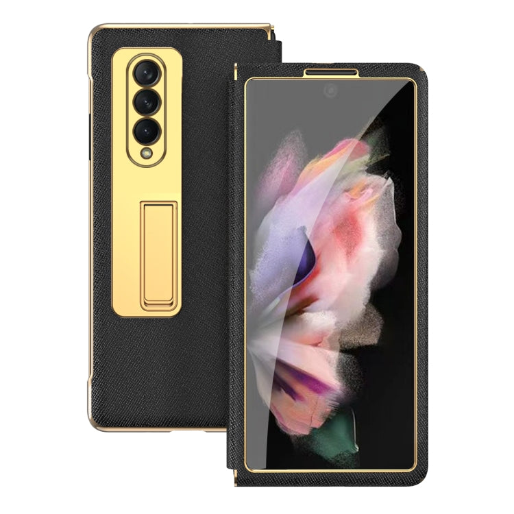 Custodia a conchiglia con cerniera galvanica integrata a struttura incrociata con pellicola temperata, For Samsung Galaxy Z Fold3 5G, For Samsung Galaxy Z Fold4