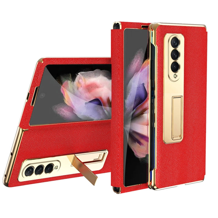 Custodia a conchiglia con cerniera galvanica integrata a struttura incrociata con pellicola temperata, For Samsung Galaxy Z Fold3 5G, For Samsung Galaxy Z Fold4