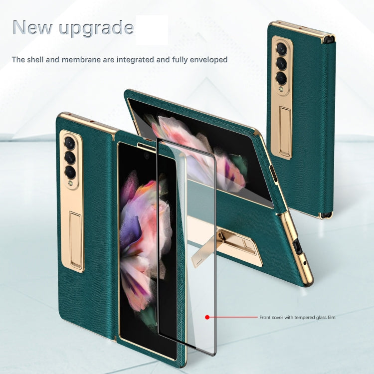 Custodia a conchiglia con cerniera galvanica integrata a struttura incrociata con pellicola temperata, For Samsung Galaxy Z Fold3 5G, For Samsung Galaxy Z Fold4