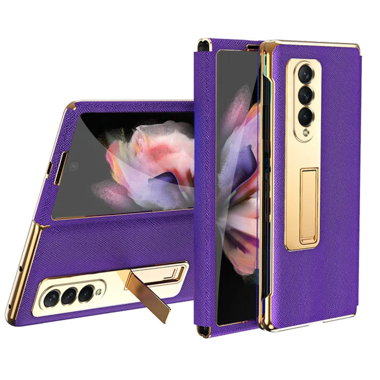 Custodia a conchiglia con cerniera galvanica integrata a struttura incrociata con pellicola temperata, For Samsung Galaxy Z Fold3 5G, For Samsung Galaxy Z Fold4