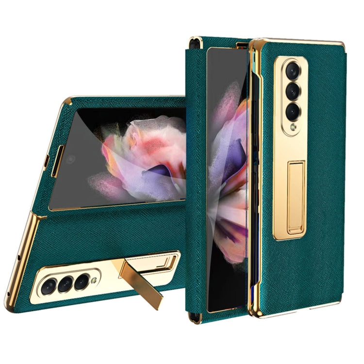 Custodia a conchiglia con cerniera galvanica integrata a struttura incrociata con pellicola temperata, For Samsung Galaxy Z Fold3 5G, For Samsung Galaxy Z Fold4