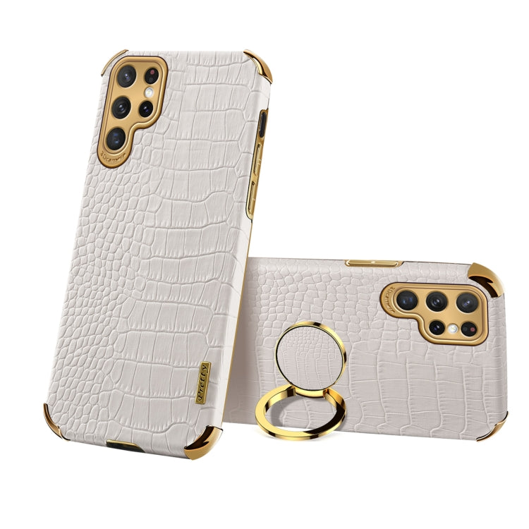 Custodia per telefono con struttura in coccodrillo galvanica 6D con supporto, For Samsung Galaxy S22 Ultra 5G