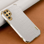 Custodia per telefono con struttura in coccodrillo galvanica 6D, For Samsung Galaxy S22 Ultra 5G