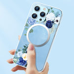 Custodia per telefono MagSafe smerigliata con fiori, For iPhone 14, For iPhone 14 Plus, For iPhone 14 Pro