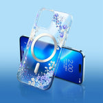 Custodia per telefono MagSafe smerigliata con fiori, For iPhone 14, For iPhone 14 Plus, For iPhone 14 Pro