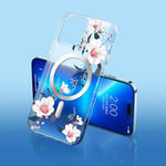Custodia per telefono MagSafe smerigliata con fiori, For iPhone 14 Pro Max