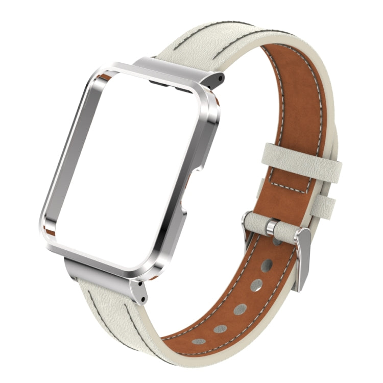 Cinturino integrato con cassa in metallo in vera pelle, For Xiaomi Mi Watch Lite / Redmi Watch, For Xiaomi Redmi Watch 2, For Xiaomi Redmi Watch 2 Lite