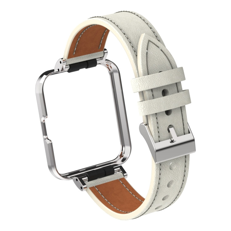 Cinturino integrato con cassa in metallo in vera pelle, For Xiaomi Mi Watch Lite / Redmi Watch, For Xiaomi Redmi Watch 2, For Xiaomi Redmi Watch 2 Lite