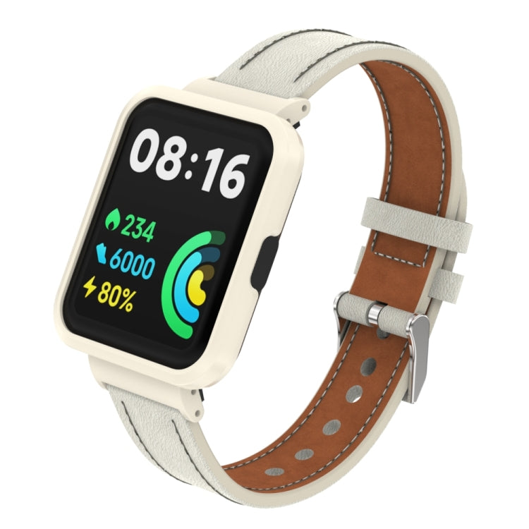 Cinturino integrato con cassa in metallo in vera pelle, For Xiaomi Mi Watch Lite / Redmi Watch, For Xiaomi Redmi Watch 2, For Xiaomi Redmi Watch 2 Lite