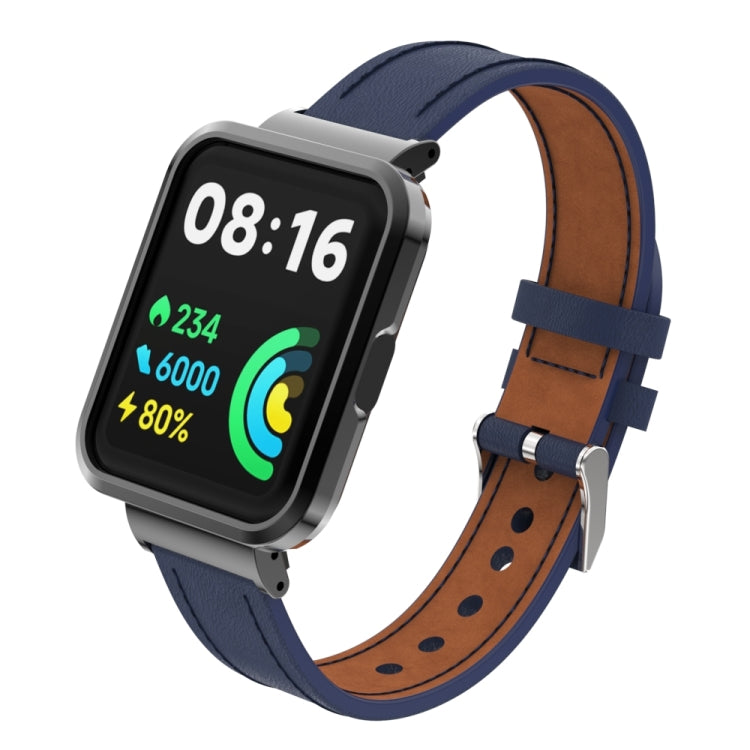 Cinturino integrato con cassa in metallo in vera pelle, For Xiaomi Mi Watch Lite / Redmi Watch, For Xiaomi Redmi Watch 2, For Xiaomi Redmi Watch 2 Lite