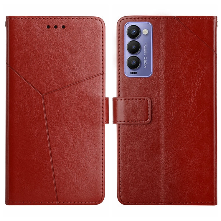 HT01 Cassa del telefono di cuoio di vibrazione del modello a forma di Y, For Tecno Camon 17 Pro, For Tecno Camon 17P, For Tecno Camon 18i, For Tecno Camon 18P