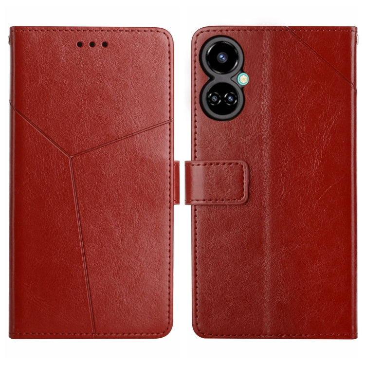 HT01 Cassa del telefono di cuoio di vibrazione del modello a forma di Y, For Tecno Camon 19 4G, For Tecno Camon 19 Pro 4G/5G, For Tecno Pova 2, For Tecno Spark 8