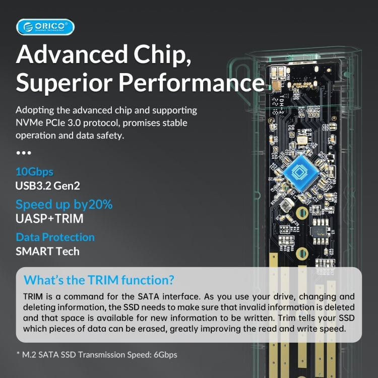 Custodia SSD SATA ORICO-USB3.1 Gen1 Type-C 6Gbps M.2