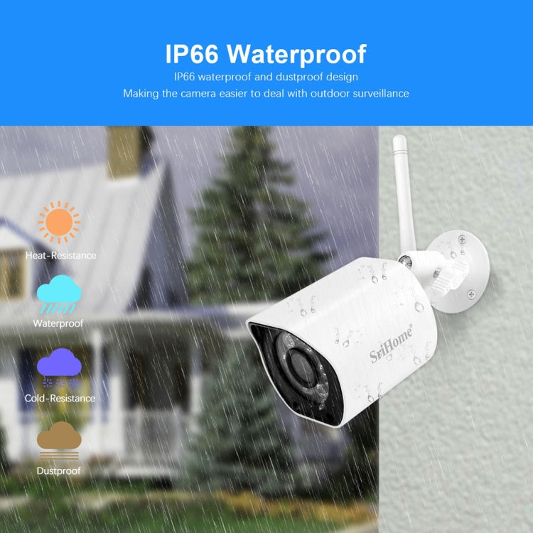 SriHome SH034 5.0MP Mini Dual 2.4 / 5G WiFi Esterna Impermeabile Video Sorveglianza Colore Visione Notturna Sicurezza CCTV Cam, US Plug, EU Plug, UK Plug, AU Plug