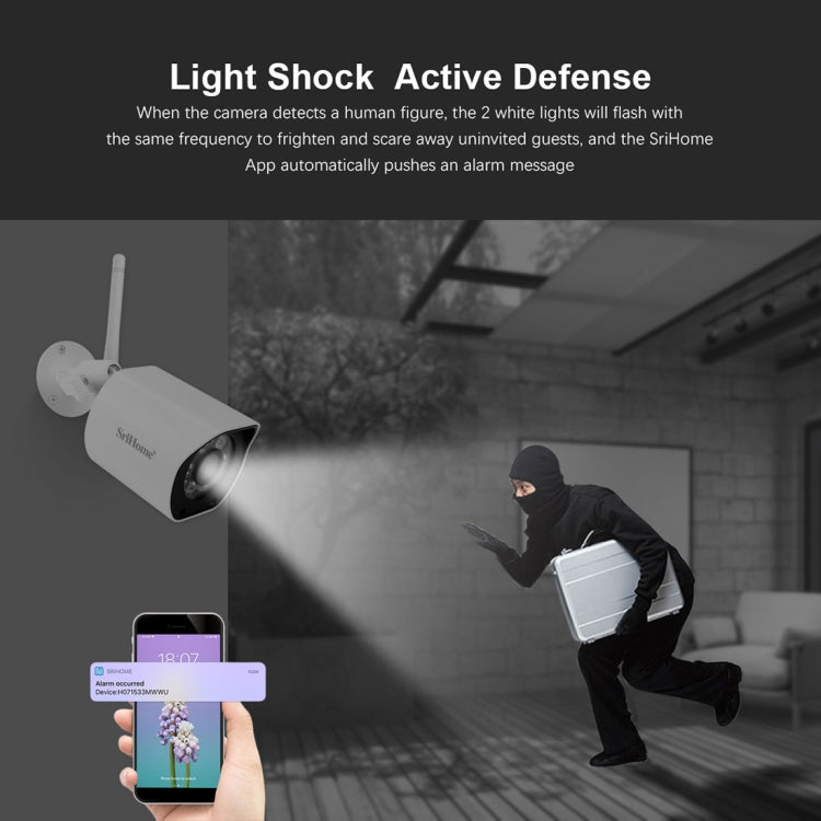 SriHome SH034 5.0MP Mini Dual 2.4 / 5G WiFi Esterna Impermeabile Video Sorveglianza Colore Visione Notturna Sicurezza CCTV Cam, US Plug, EU Plug, UK Plug, AU Plug