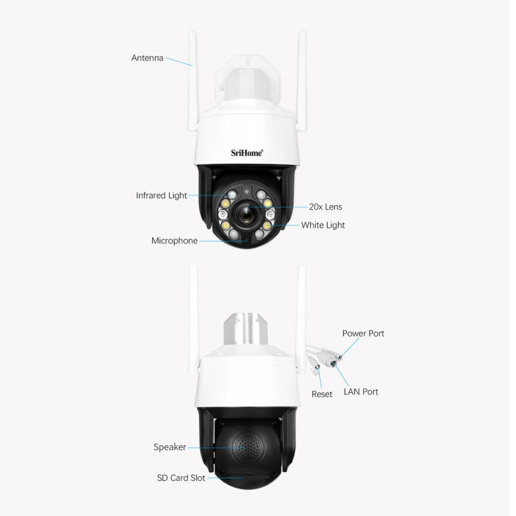 Telecamera WiFi 5MP Zoom ottico 20x impermeabile AI