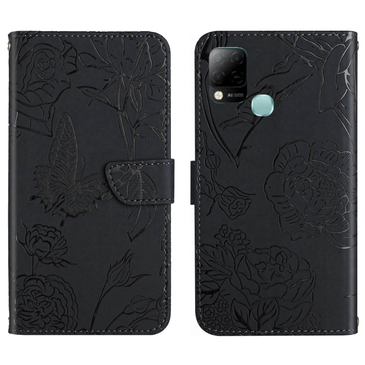 HT03 Cassa del telefono di cuoio di vibrazione impressa farfalla di sensibilità della pelle, For Infinix Hot 10, For Infinix Hot 10i/Smart 5 Pro, For Infinix Hot 10s/10T, For Infinix Hot 11