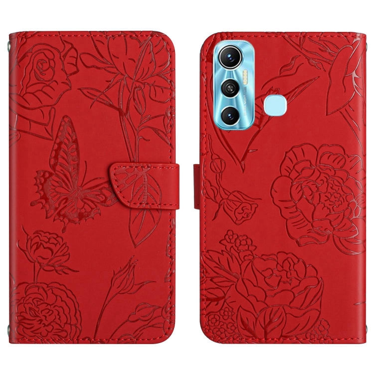 HT03 Cassa del telefono di cuoio di vibrazione impressa farfalla di sensibilità della pelle, For Infinix Hot 10, For Infinix Hot 10i/Smart 5 Pro, For Infinix Hot 10s/10T, For Infinix Hot 11