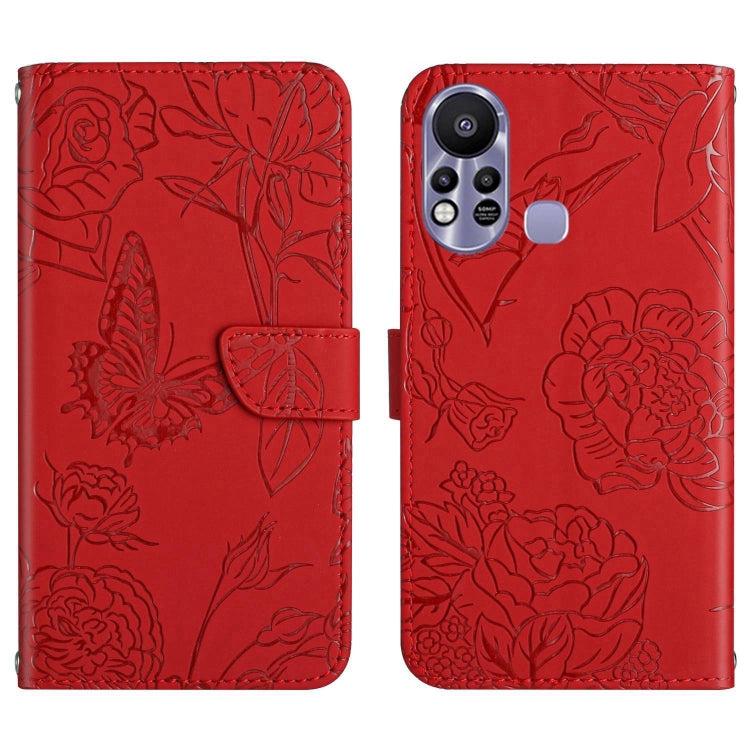HT03 Cassa del telefono di cuoio di vibrazione impressa farfalla di sensibilità della pelle, For Infinix Hot 11s, For Infinix Hot 12, For Infinix Hot 12 Play, For Infinix Hot 12i