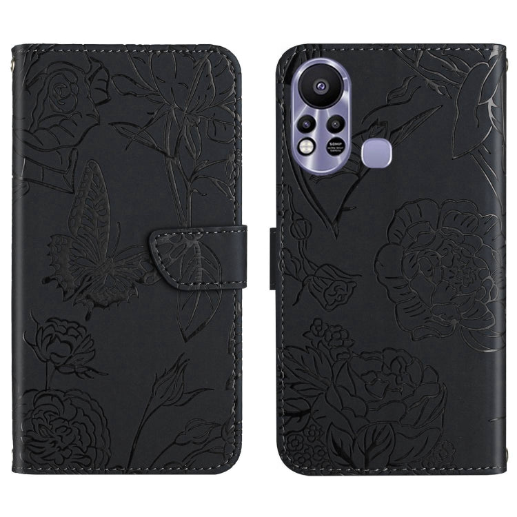 HT03 Cassa del telefono di cuoio di vibrazione impressa farfalla di sensibilità della pelle, For Infinix Hot 11s, For Infinix Hot 12, For Infinix Hot 12 Play, For Infinix Hot 12i