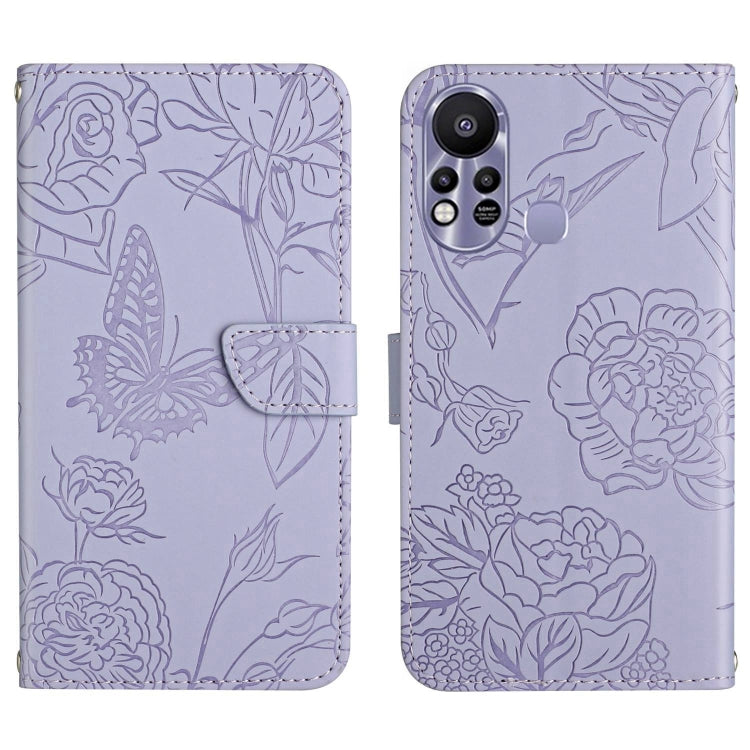 HT03 Cassa del telefono di cuoio di vibrazione impressa farfalla di sensibilità della pelle, For Infinix Hot 11s, For Infinix Hot 12, For Infinix Hot 12 Play, For Infinix Hot 12i