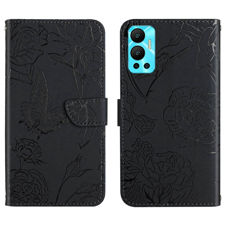 HT03 Cassa del telefono di cuoio di vibrazione impressa farfalla di sensibilità della pelle, For Infinix Hot 11s, For Infinix Hot 12, For Infinix Hot 12 Play, For Infinix Hot 12i