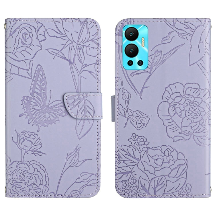 HT03 Cassa del telefono di cuoio di vibrazione impressa farfalla di sensibilità della pelle, For Infinix Hot 11s, For Infinix Hot 12, For Infinix Hot 12 Play, For Infinix Hot 12i