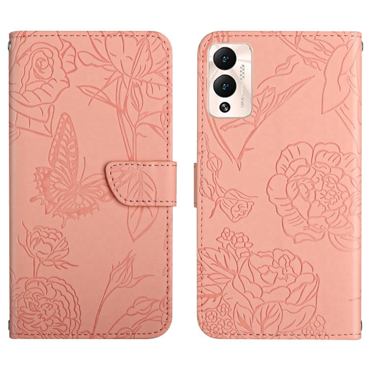 HT03 Cassa del telefono di cuoio di vibrazione impressa farfalla di sensibilità della pelle, For Infinix Hot 11s, For Infinix Hot 12, For Infinix Hot 12 Play, For Infinix Hot 12i