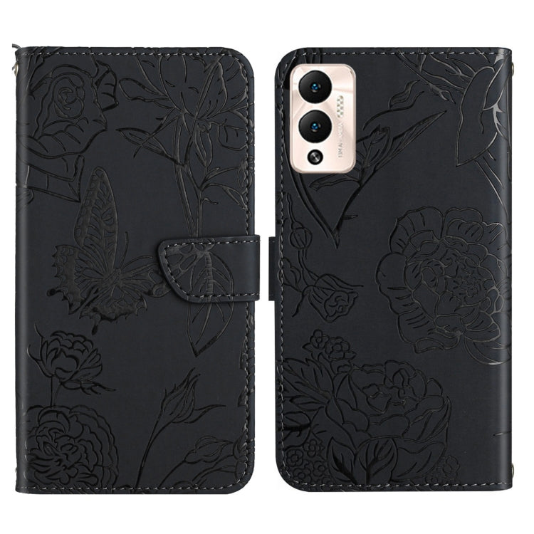HT03 Cassa del telefono di cuoio di vibrazione impressa farfalla di sensibilità della pelle, For Infinix Hot 11s, For Infinix Hot 12, For Infinix Hot 12 Play, For Infinix Hot 12i