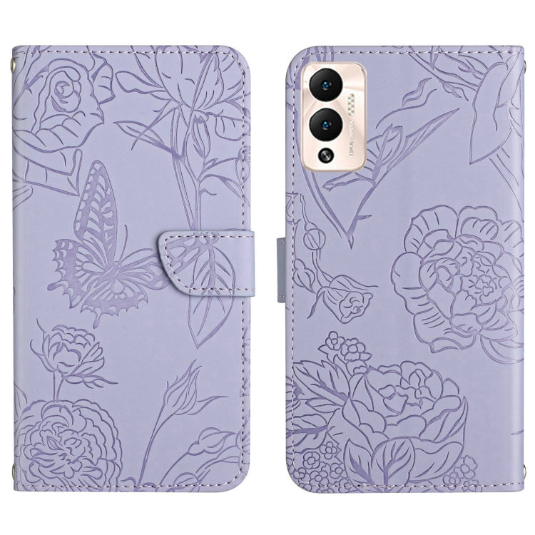 HT03 Cassa del telefono di cuoio di vibrazione impressa farfalla di sensibilità della pelle, For Infinix Hot 11s, For Infinix Hot 12, For Infinix Hot 12 Play, For Infinix Hot 12i