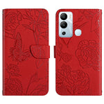 HT03 Cassa del telefono di cuoio di vibrazione impressa farfalla di sensibilità della pelle, For Infinix Hot 11s, For Infinix Hot 12, For Infinix Hot 12 Play, For Infinix Hot 12i