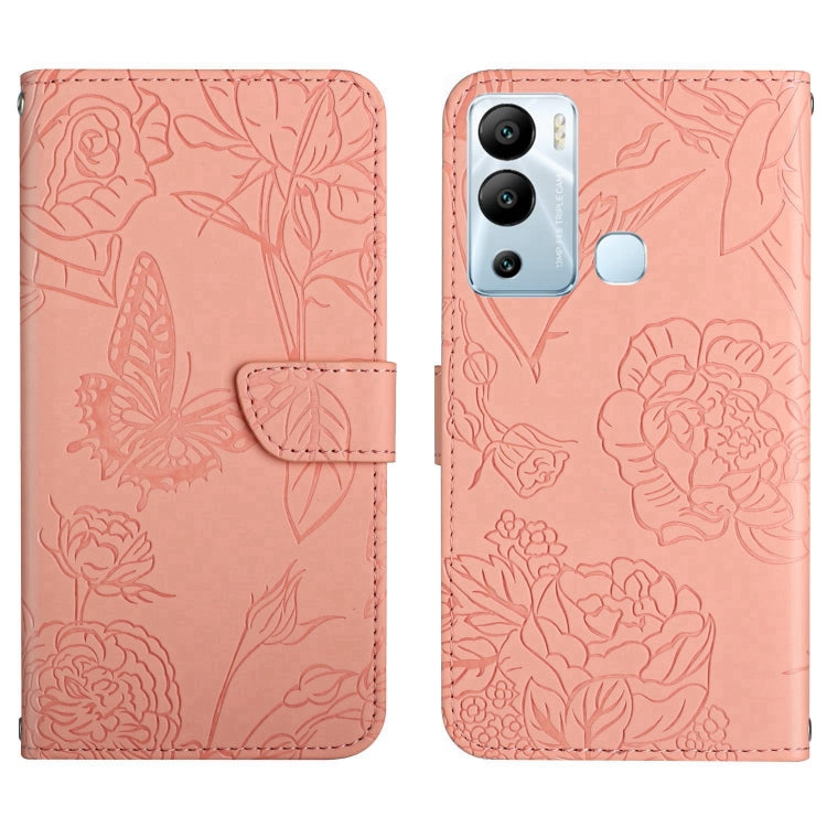HT03 Cassa del telefono di cuoio di vibrazione impressa farfalla di sensibilità della pelle, For Infinix Hot 11s, For Infinix Hot 12, For Infinix Hot 12 Play, For Infinix Hot 12i
