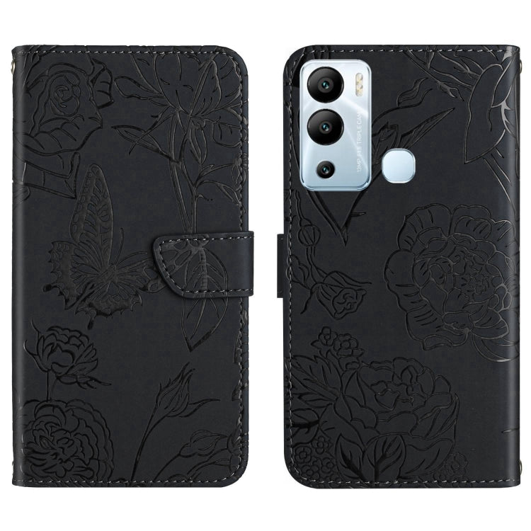 HT03 Cassa del telefono di cuoio di vibrazione impressa farfalla di sensibilità della pelle, For Infinix Hot 11s, For Infinix Hot 12, For Infinix Hot 12 Play, For Infinix Hot 12i