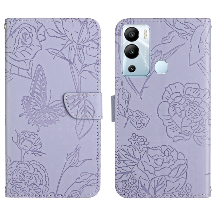 HT03 Cassa del telefono di cuoio di vibrazione impressa farfalla di sensibilità della pelle, For Infinix Hot 11s, For Infinix Hot 12, For Infinix Hot 12 Play, For Infinix Hot 12i