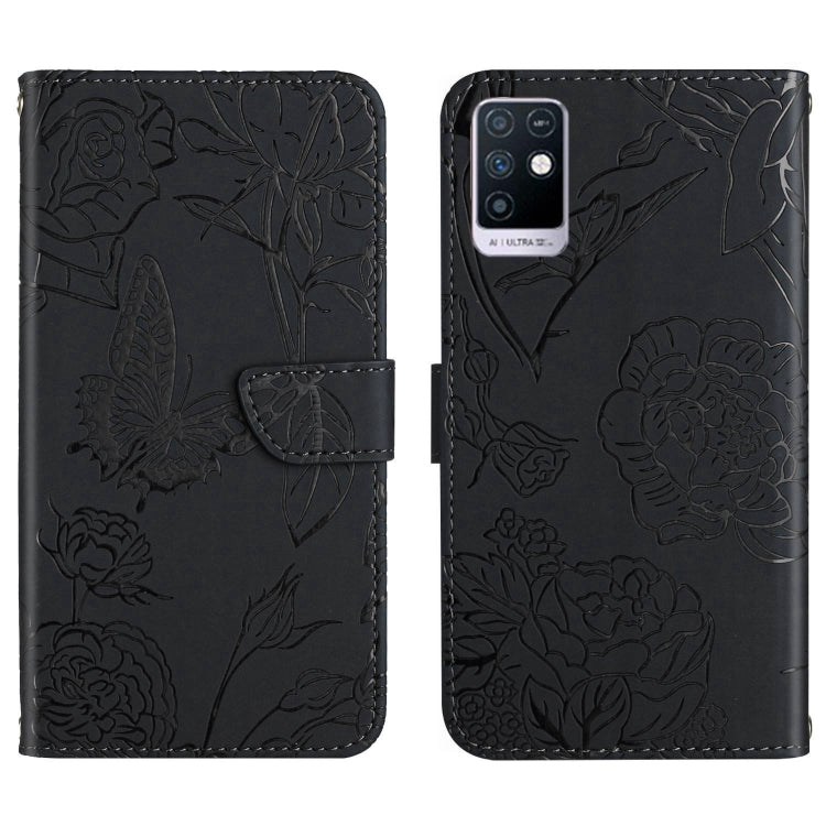 HT03 Cassa del telefono di cuoio di vibrazione impressa farfalla di sensibilità della pelle, For Infinix Note 10, For Infinix Note 10 Pro, For Infinix Note 11, For Infinix Note 11 Pro