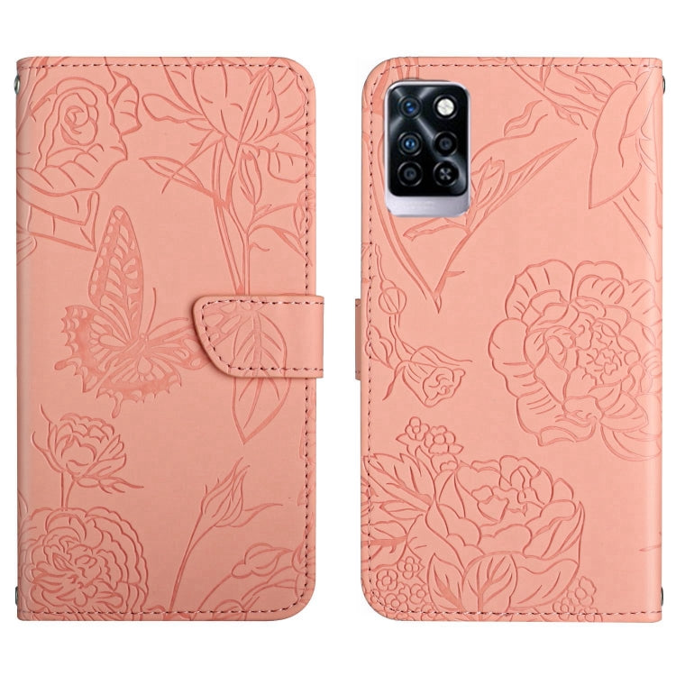 HT03 Cassa del telefono di cuoio di vibrazione impressa farfalla di sensibilità della pelle, For Infinix Note 10, For Infinix Note 10 Pro, For Infinix Note 11, For Infinix Note 11 Pro