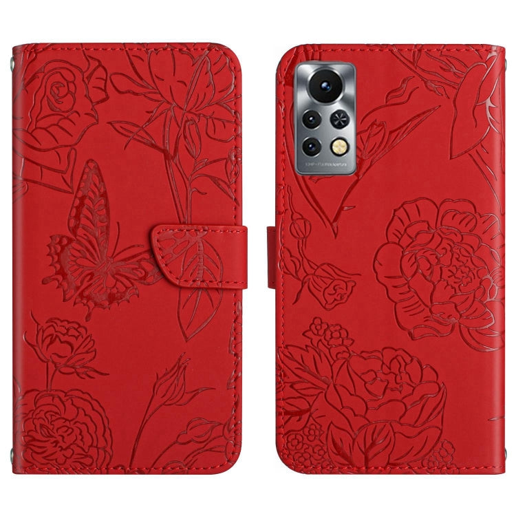 HT03 Cassa del telefono di cuoio di vibrazione impressa farfalla di sensibilità della pelle, For Infinix Note 10, For Infinix Note 10 Pro, For Infinix Note 11, For Infinix Note 11 Pro