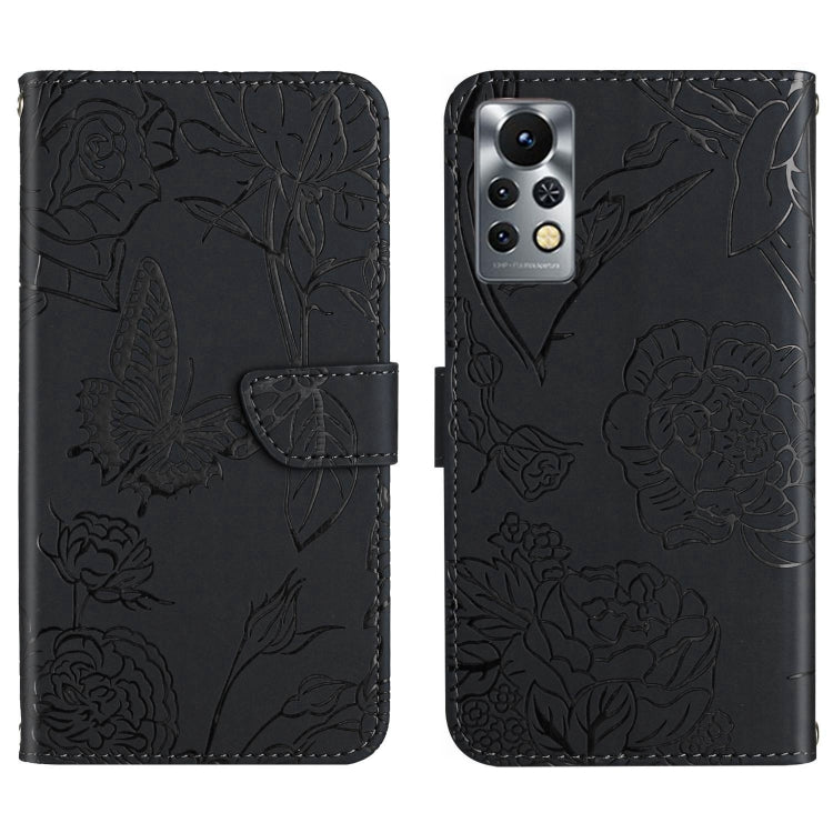 HT03 Cassa del telefono di cuoio di vibrazione impressa farfalla di sensibilità della pelle, For Infinix Note 10, For Infinix Note 10 Pro, For Infinix Note 11, For Infinix Note 11 Pro