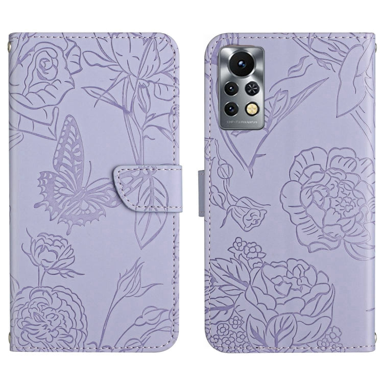 HT03 Cassa del telefono di cuoio di vibrazione impressa farfalla di sensibilità della pelle, For Infinix Note 10, For Infinix Note 10 Pro, For Infinix Note 11, For Infinix Note 11 Pro