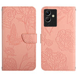 HT03 Cassa del telefono di cuoio di vibrazione impressa farfalla di sensibilità della pelle, For Infinix Note 12 G96, For Infinix Hot 11s NFC, For Infinix Smart 6