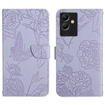 HT03 Cassa del telefono di cuoio di vibrazione impressa farfalla di sensibilità della pelle, For Infinix Note 12 G96, For Infinix Hot 11s NFC, For Infinix Smart 6