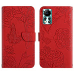 HT03 Cassa del telefono di cuoio di vibrazione impressa farfalla di sensibilità della pelle, For Infinix Note 12 G96, For Infinix Hot 11s NFC, For Infinix Smart 6