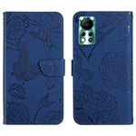 HT03 Cassa del telefono di cuoio di vibrazione impressa farfalla di sensibilità della pelle, For Infinix Note 12 G96, For Infinix Hot 11s NFC, For Infinix Smart 6